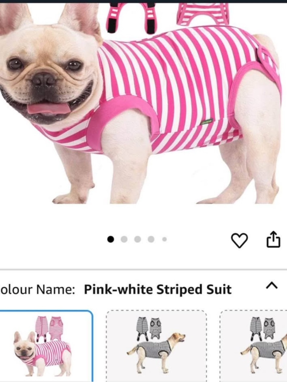 Dogs Pink-White Striped Pajama Suit anti leaking